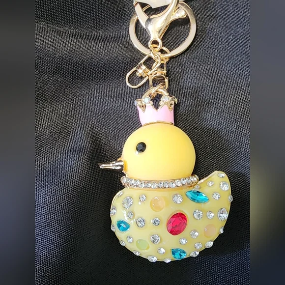 ♦️Fabulous Yellow Duckie Bag Charm/Keychain with Rhinestones. - Picture 2 of 4
